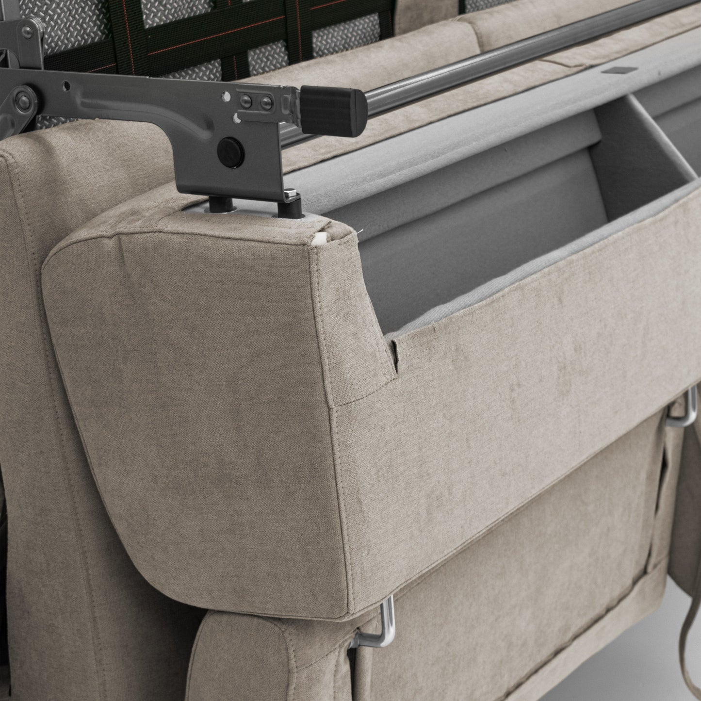 Bjorn divano letto sfoderabile con materasso H18 cm e poggiatesta reclinabili in tessuto impermeabile T02 beige