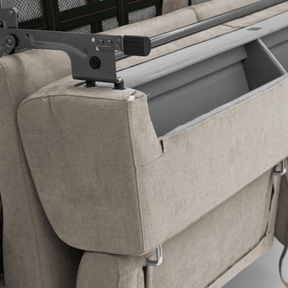 Bjorn divano letto sfoderabile con materasso H18 cm e poggiatesta reclinabili in tessuto impermeabile T02 beige