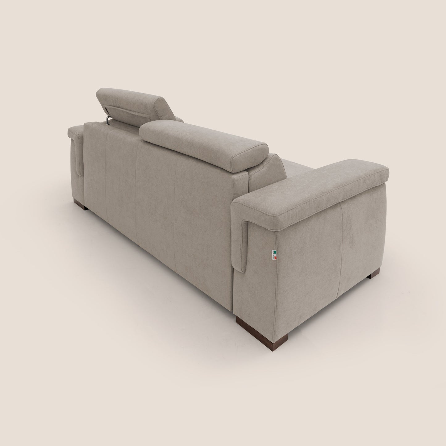 Giunone divano letto con materasso alto 18 cm e poggiatesta reclinabili in tessuto impermeabile T02 beige 