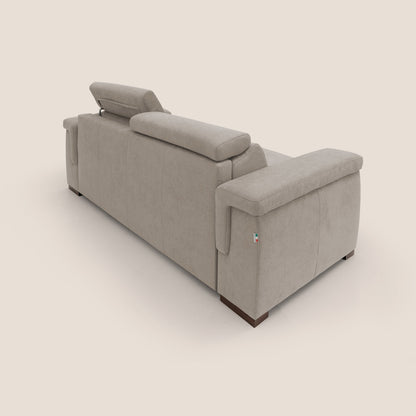 Giunone divano letto con materasso alto 18 cm e poggiatesta reclinabili in tessuto impermeabile T02 beige 