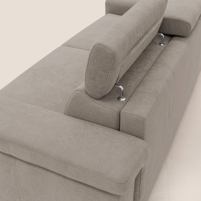 Giunone divano letto con materasso alto 18 cm e poggiatesta reclinabili in tessuto impermeabile T02 beige 