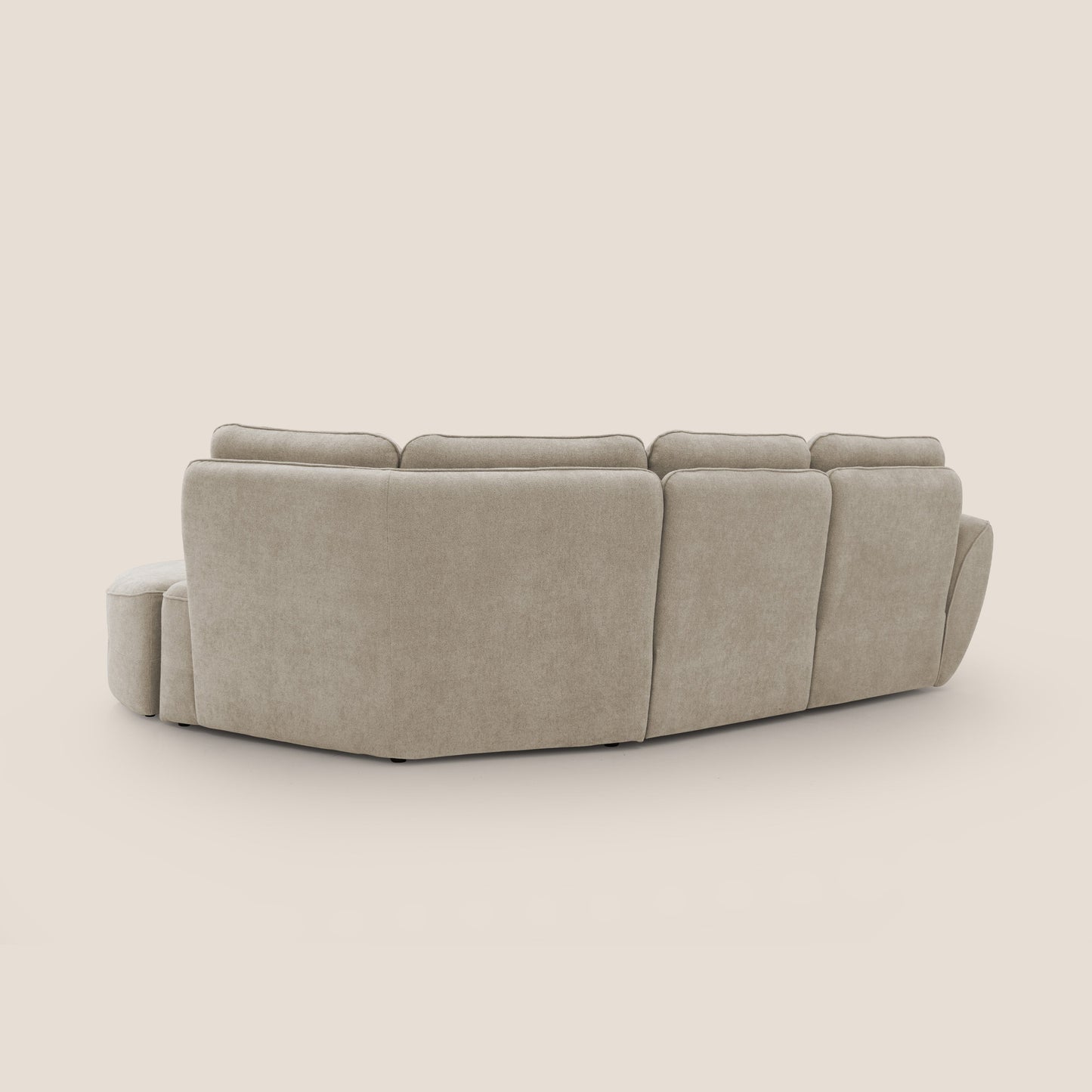 Cerbero divano angolare con pouf mobile in morbido bouclé impermeabile T07 beige