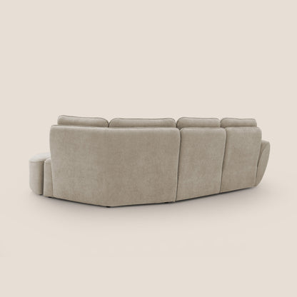 Cerbero divano angolare con pouf mobile in morbido bouclé impermeabile T07 beige