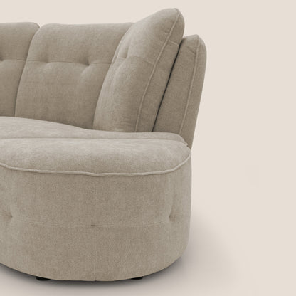 Cerbero divano angolare con pouf mobile in morbido bouclé impermeabile T07 beige