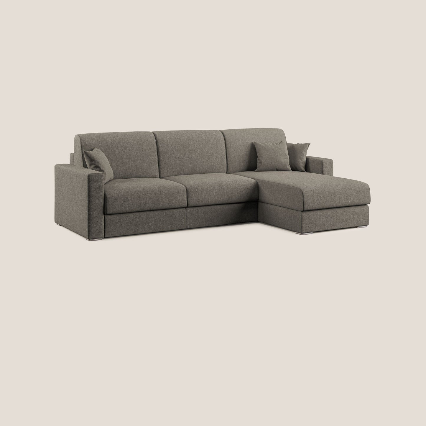 Best Divano letto angolare con penisola in tessuto smacchiabile QuickClean T08 tortora