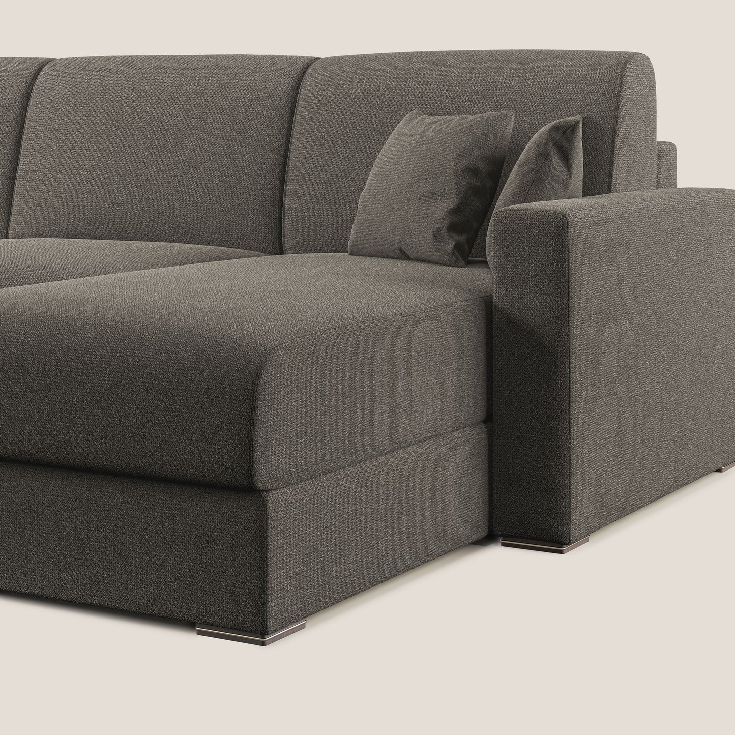 Best Divano letto angolare con penisola in tessuto smacchiabile QuickClean T08 tortora