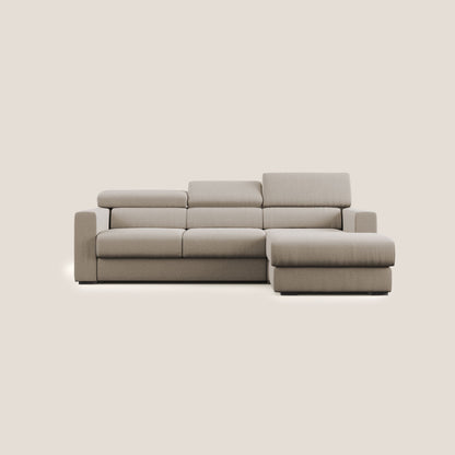 Dylan divano angolare con pouf estraibile poggiapiedi in tessuto simil cotone impermeabile T13 beige
