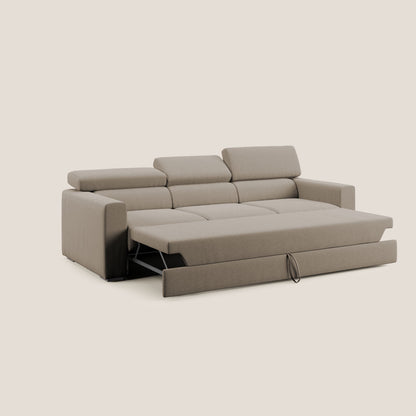 Dylan divano a 3 sedute con pouf estraibile poggiapiedi in tessuto simil cotone impermeabile T13 beige