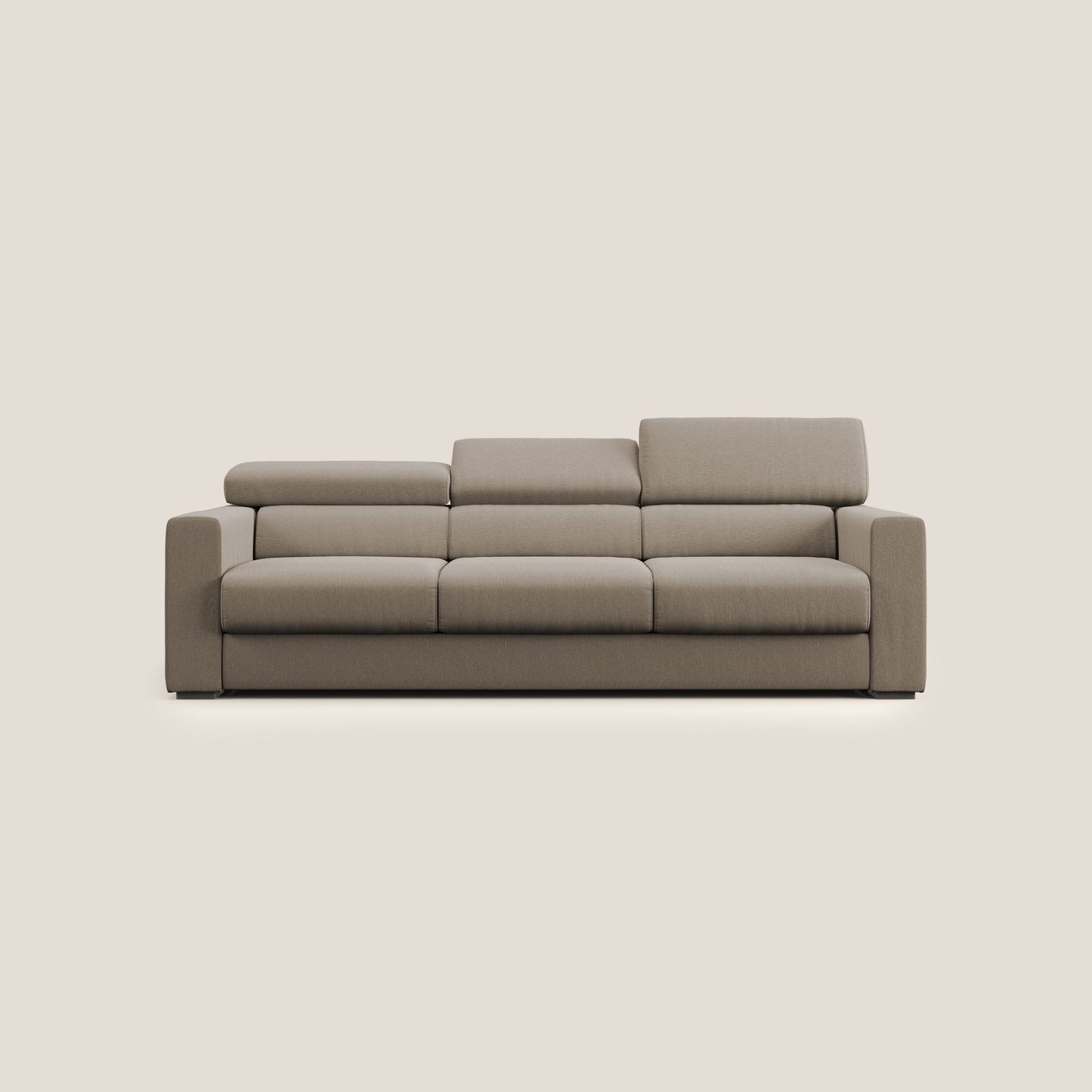 Dylan divano a 3 sedute con pouf estraibile poggiapiedi in tessuto simil cotone impermeabile T13 beige