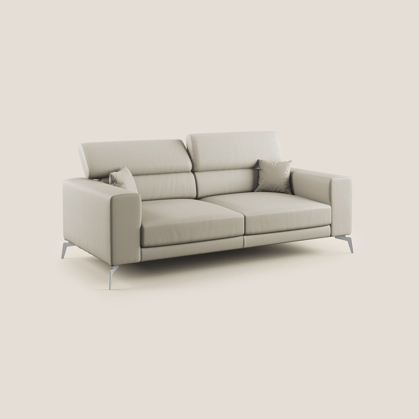 Blade Divano moderno con poggiatesta reclinabili in Ecopelle T04 tortora