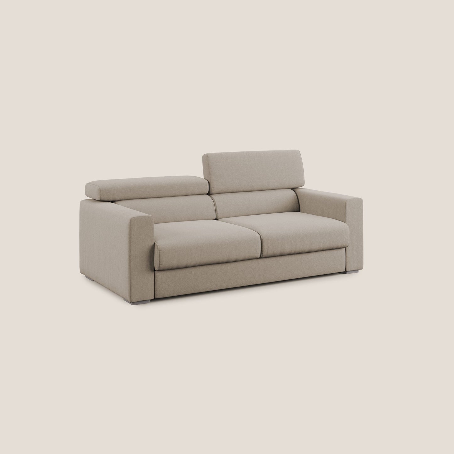 Dylan divano allungabile con pouf estraibile poggiapiedi in tessuto simil cotone impermeabile T13 beige