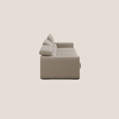 Dylan divano a 3 sedute con pouf estraibile poggiapiedi in tessuto simil cotone impermeabile T13 beige