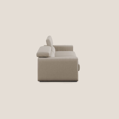 Dylan divano allungabile con pouf estraibile poggiapiedi in tessuto simil cotone impermeabile T13 beige