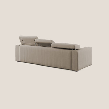 Dylan divano angolare con pouf estraibile poggiapiedi in tessuto simil cotone impermeabile T13 beige