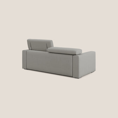 Dylan divano allungabile con pouf estraibile poggiapiedi in tessuto fiammato simil cotone impermeabile T19 beige