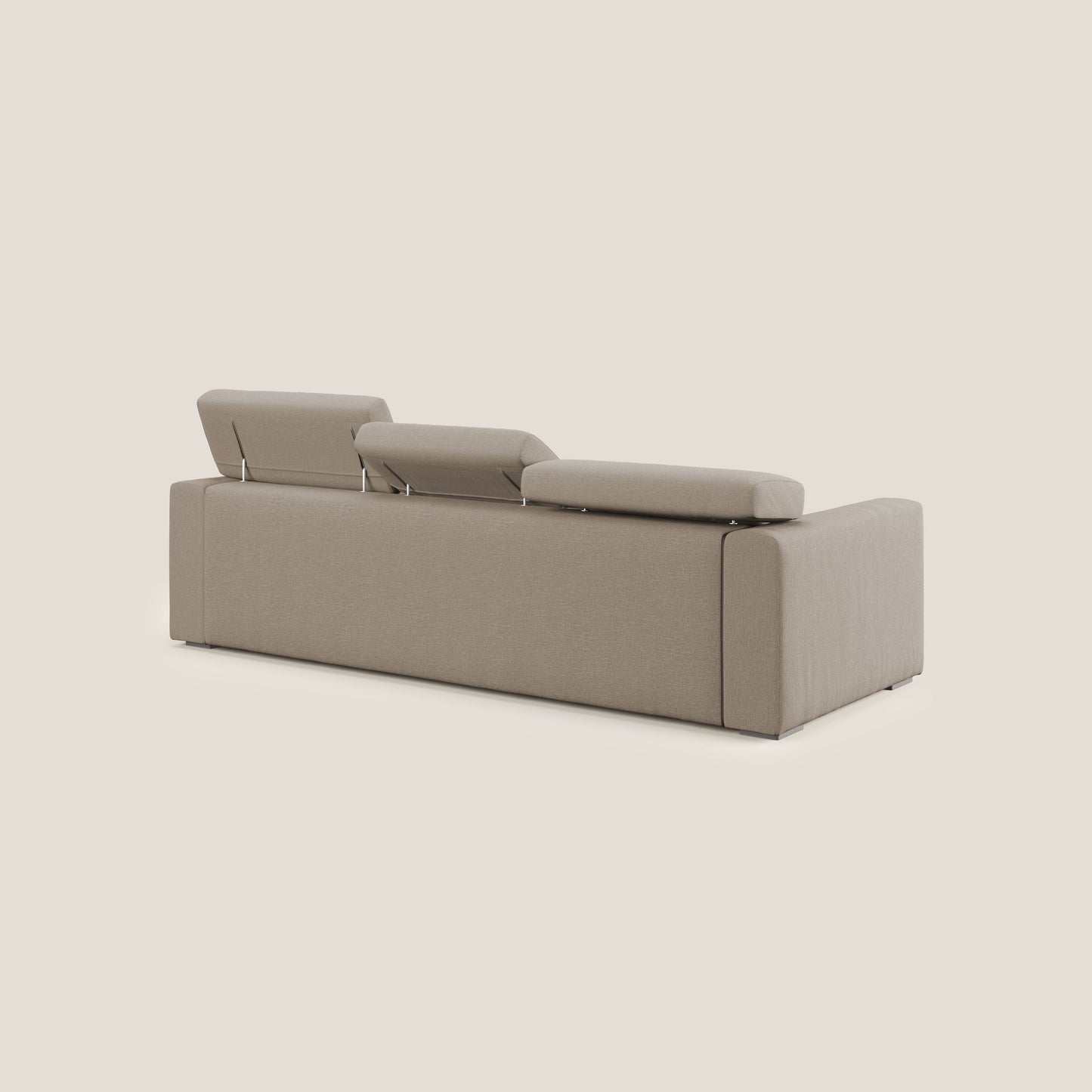 Dylan divano a 3 sedute con pouf estraibile poggiapiedi in tessuto simil cotone impermeabile T13 beige
