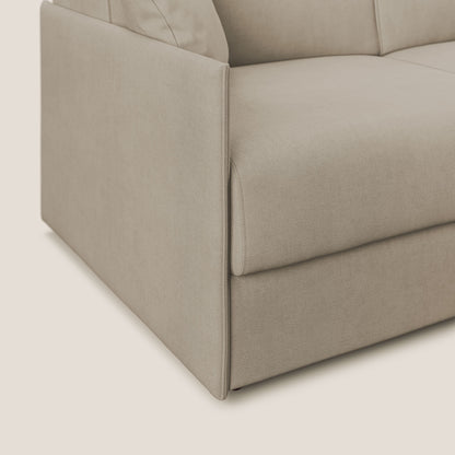 Evans Divano letto angolare con penisola in morbido tessuto impermeabile T02 beige