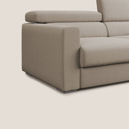 Dylan divano allungabile con pouf estraibile poggiapiedi in tessuto simil cotone impermeabile T13 beige