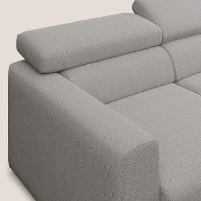 Dylan divano a 3 sedute con pouf estraibile poggiapiedi in tessuto fiammato simil cotone impermeabile T19 beige