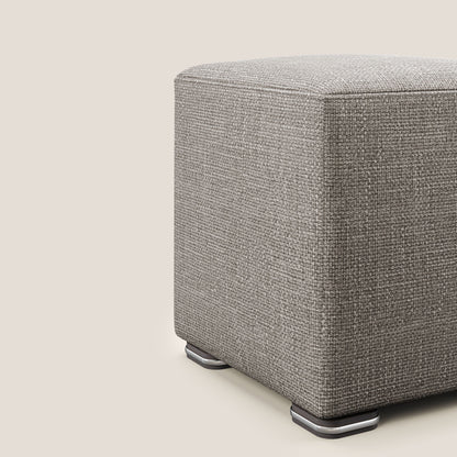 Pouf cubo in morbido tessuto impermeabile ad intreccio melangiato T06 tortora