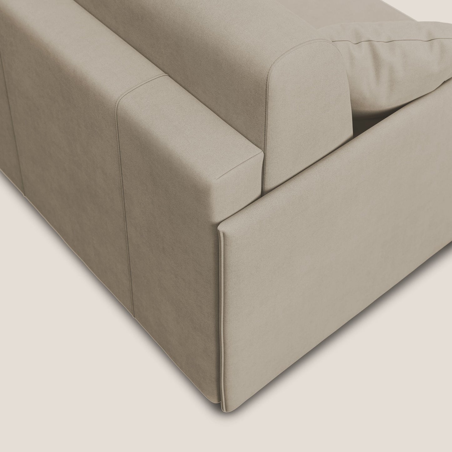 Evans Divano letto angolare con penisola in morbido tessuto impermeabile T02 beige