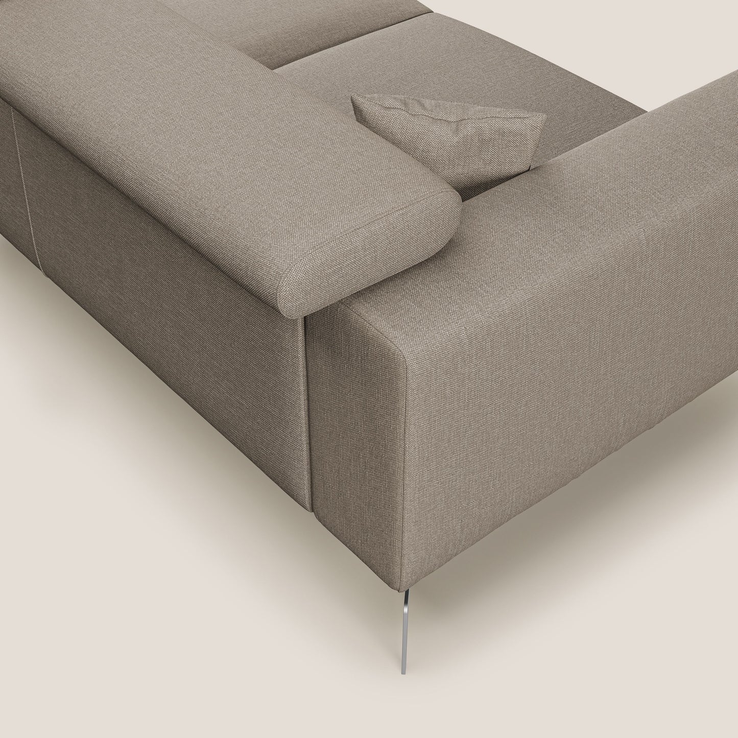 Blade Divano moderno angolare con poggiatesta reclinabili in tessuto impermeabile simil-cotone T13 beige