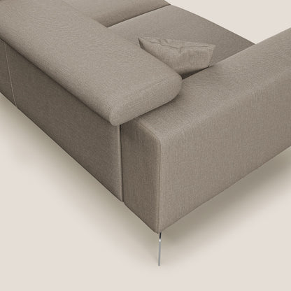 Blade Divano moderno angolare con poggiatesta reclinabili in tessuto impermeabile simil-cotone T13 beige