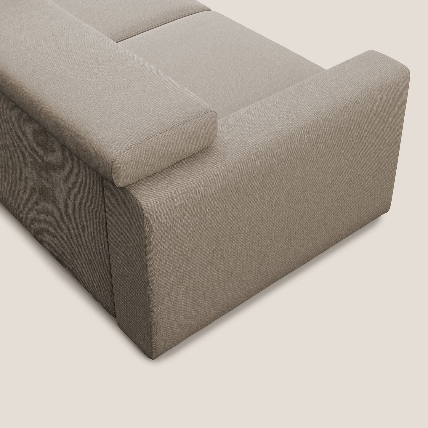 Dylan divano allungabile con pouf estraibile poggiapiedi in tessuto simil cotone impermeabile T13 beige