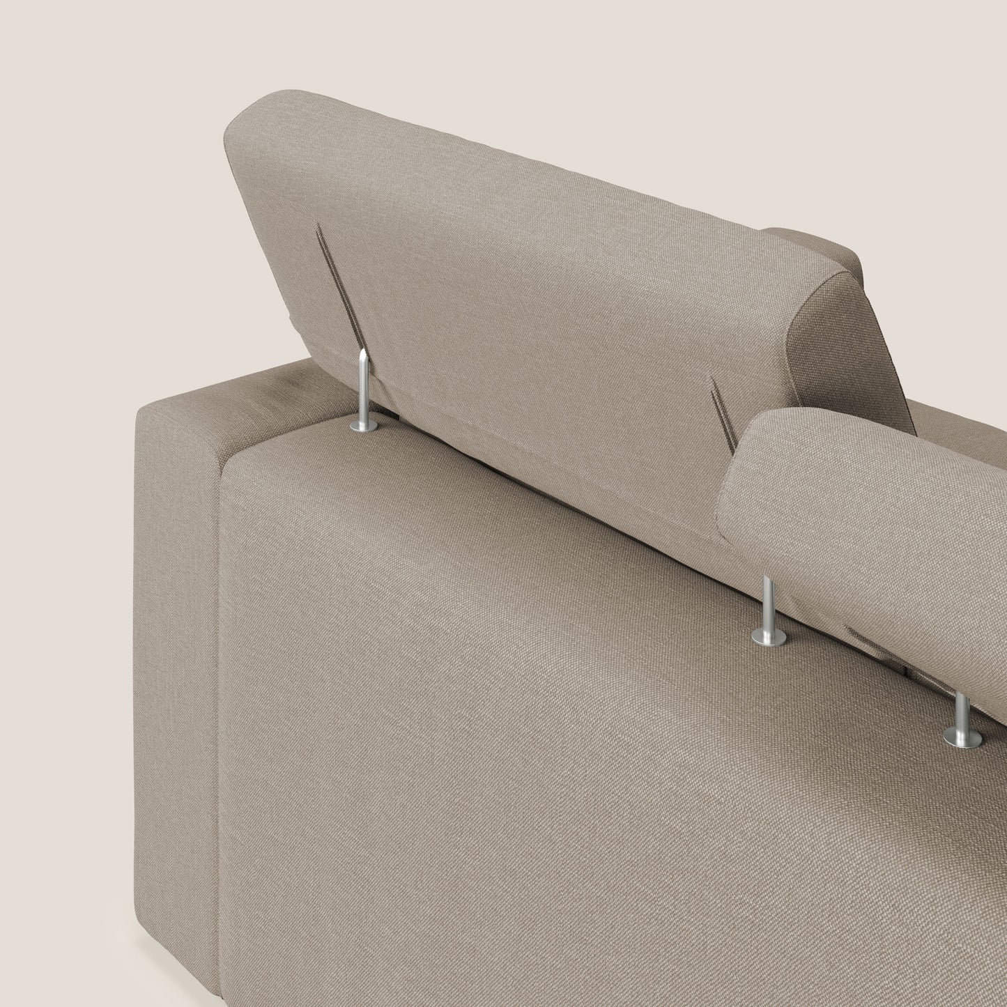 Dylan divano a 3 sedute con pouf estraibile poggiapiedi in tessuto simil cotone impermeabile T13 beige