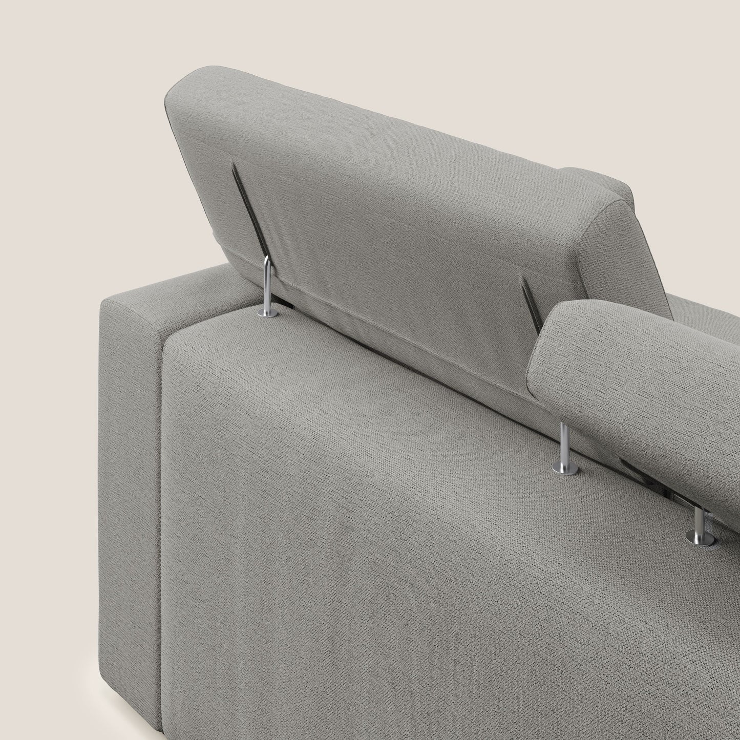 Dylan divano a 3 sedute con pouf estraibile poggiapiedi in tessuto fiammato simil cotone impermeabile T19 beige