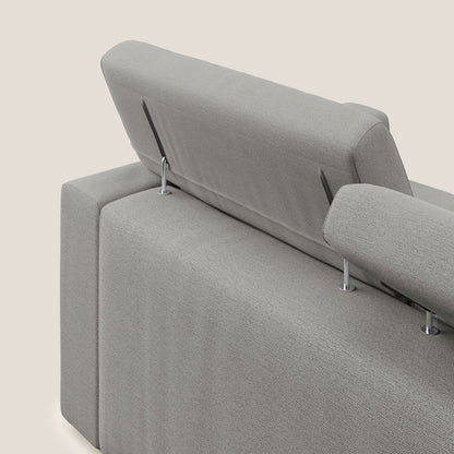 Dylan divano a 3 sedute con pouf estraibile poggiapiedi in tessuto fiammato simil cotone impermeabile T19 beige