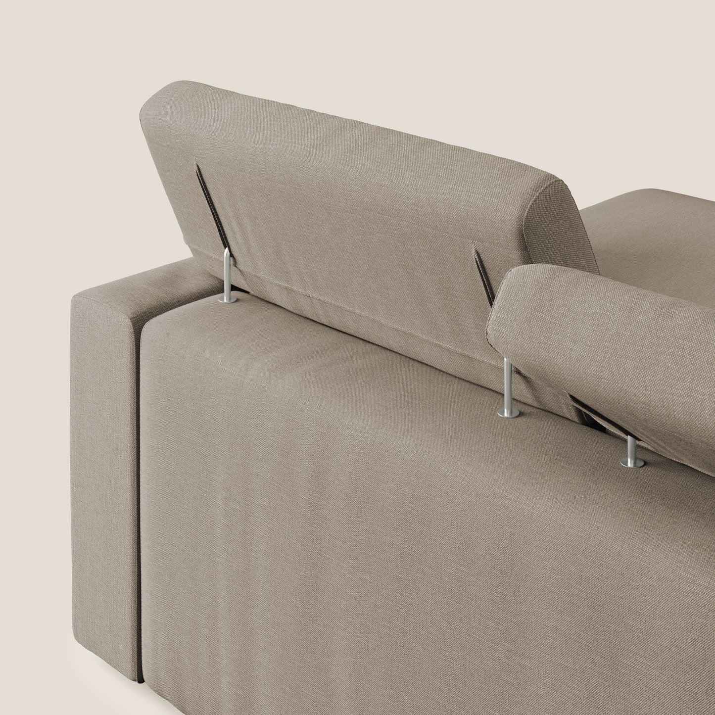 Dylan divano angolare con pouf estraibile poggiapiedi in tessuto simil cotone impermeabile T13 beige