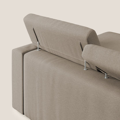 Dylan divano angolare con pouf estraibile poggiapiedi in tessuto simil cotone impermeabile T13 beige