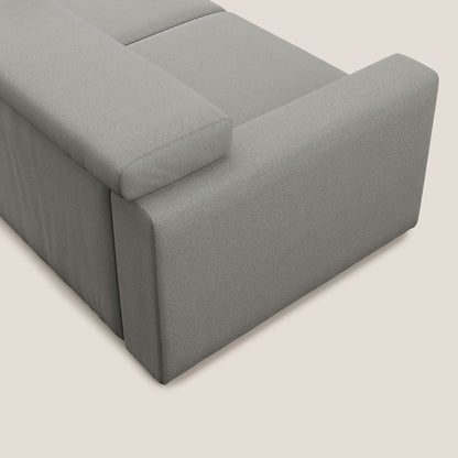 Dylan divano allungabile con pouf estraibile poggiapiedi in tessuto fiammato simil cotone impermeabile T19 beige