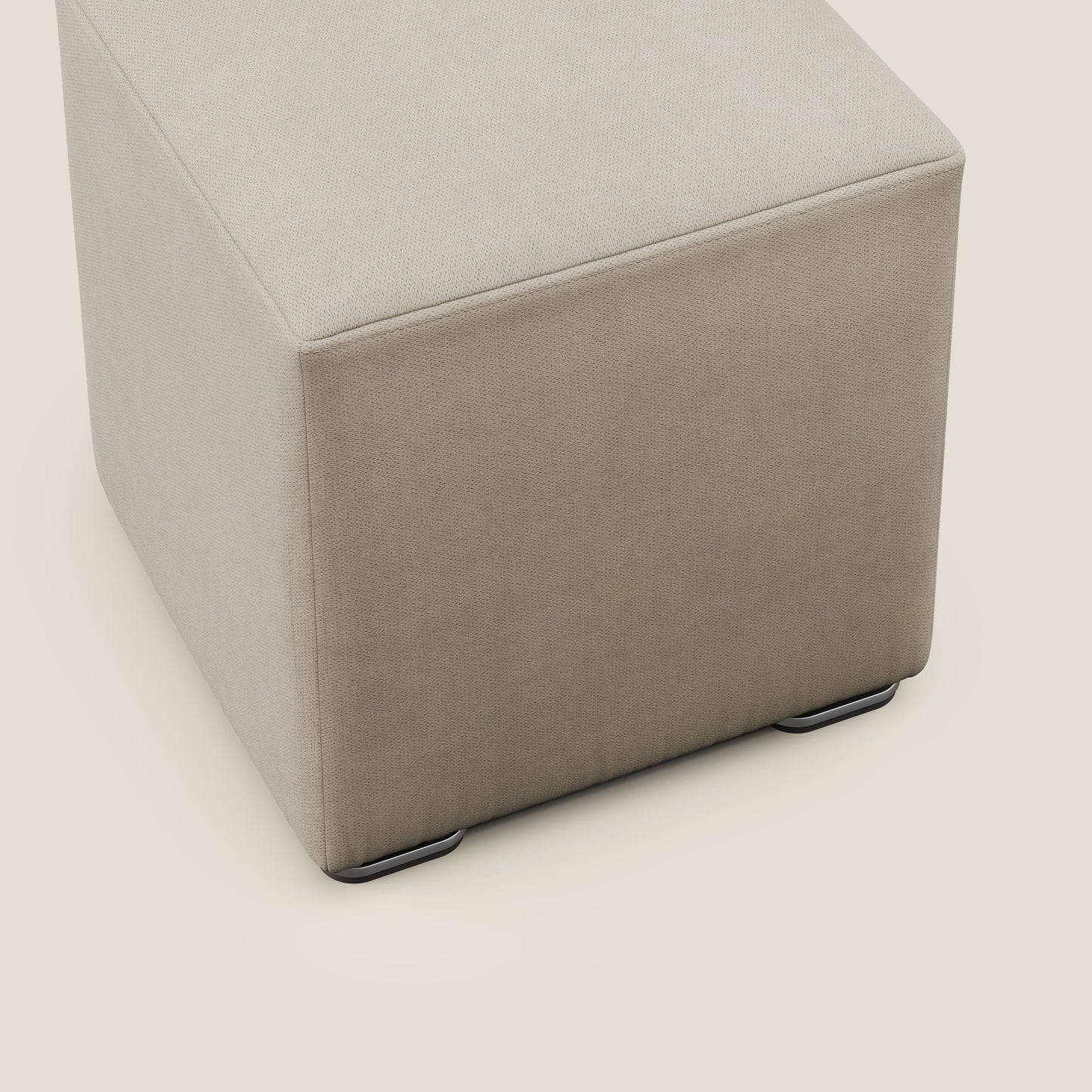 Pouf cubo in tessuto morbido impermeabile T02 beige