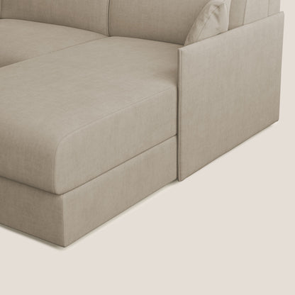 Evans Divano letto angolare con penisola in morbido tessuto impermeabile T02 beige