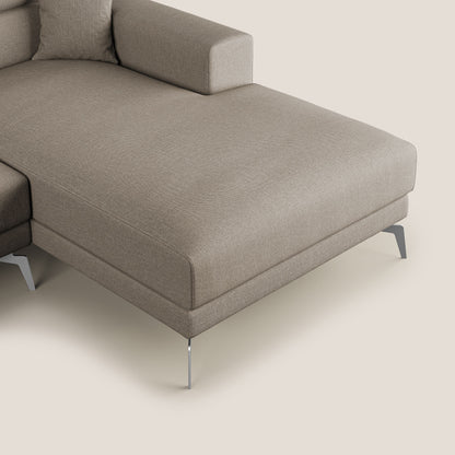 Blade Divano moderno angolare con poggiatesta reclinabili in tessuto impermeabile simil-cotone T13 beige