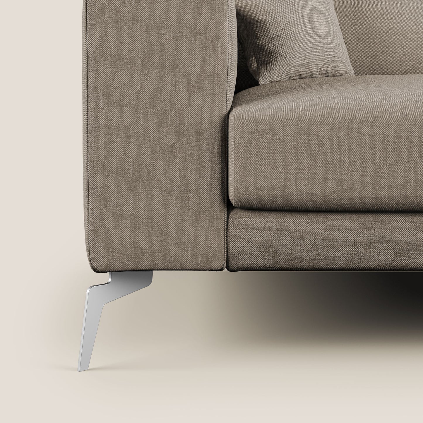 Blade Divano moderno angolare con poggiatesta reclinabili in tessuto impermeabile simil-cotone T13 beige