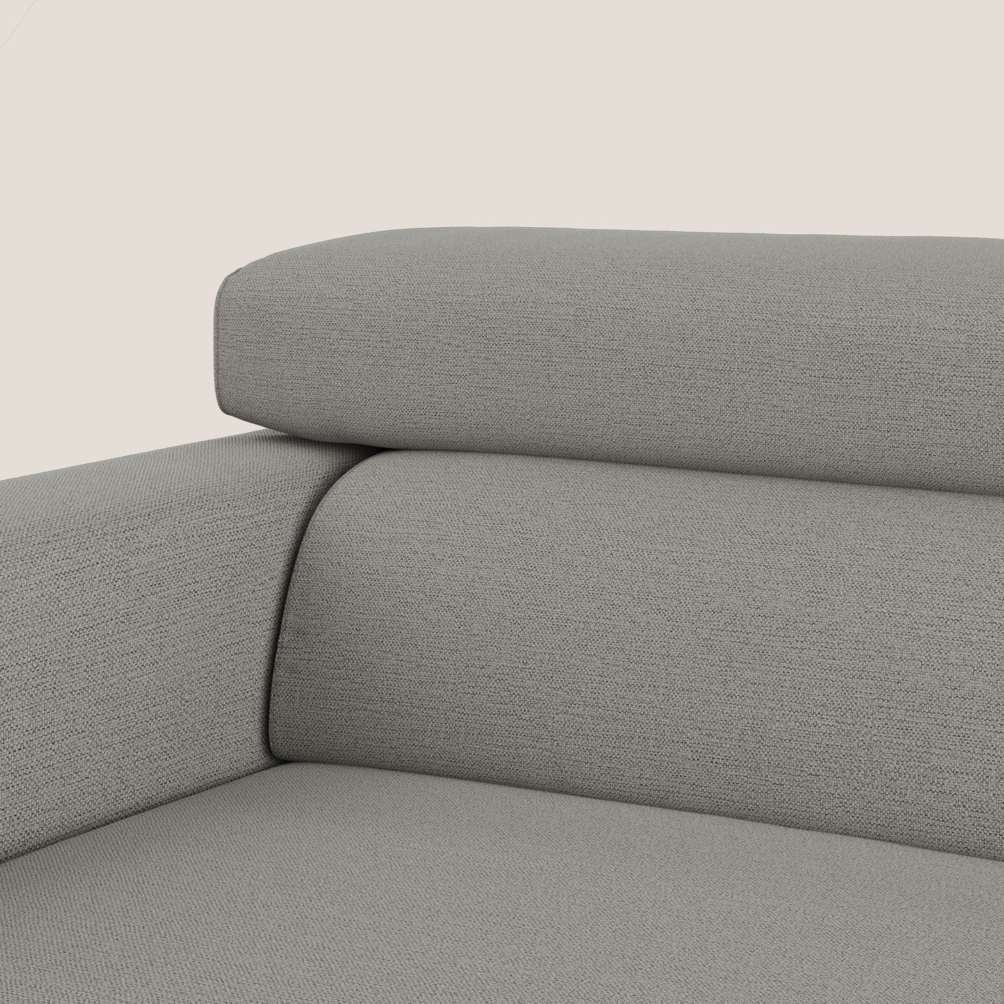 Dylan divano allungabile con pouf estraibile poggiapiedi in tessuto fiammato simil cotone impermeabile T19 beige