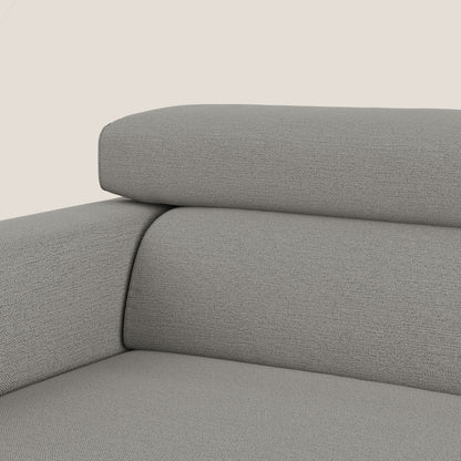 Dylan divano allungabile con pouf estraibile poggiapiedi in tessuto fiammato simil cotone impermeabile T19 beige