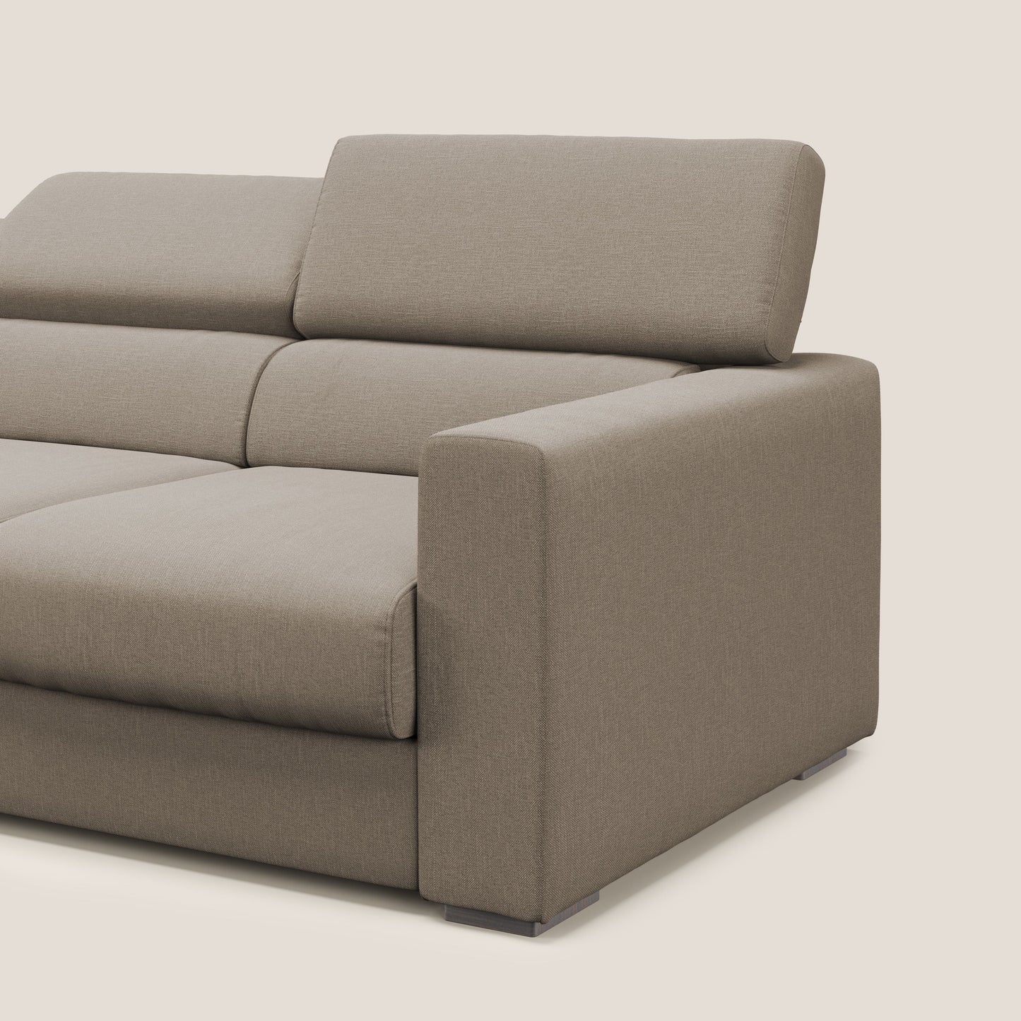 Dylan divano a 3 sedute con pouf estraibile poggiapiedi in tessuto simil cotone impermeabile T13 beige