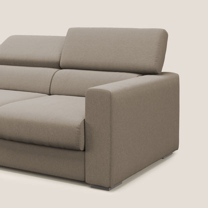 Dylan divano a 3 sedute con pouf estraibile poggiapiedi in tessuto simil cotone impermeabile T13 beige