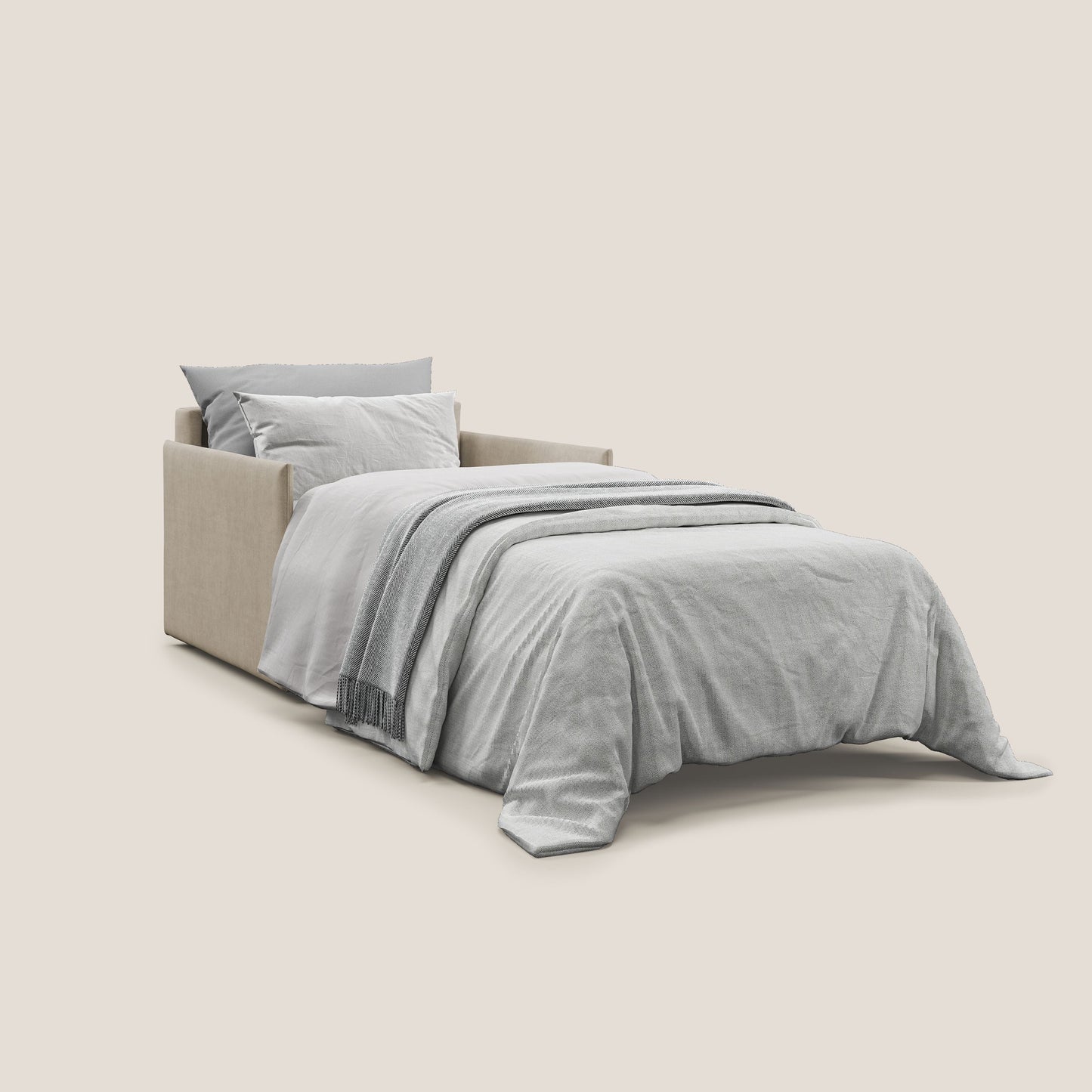 Evans poltrona letto in morbido tessuto impermeabile T02 beige
