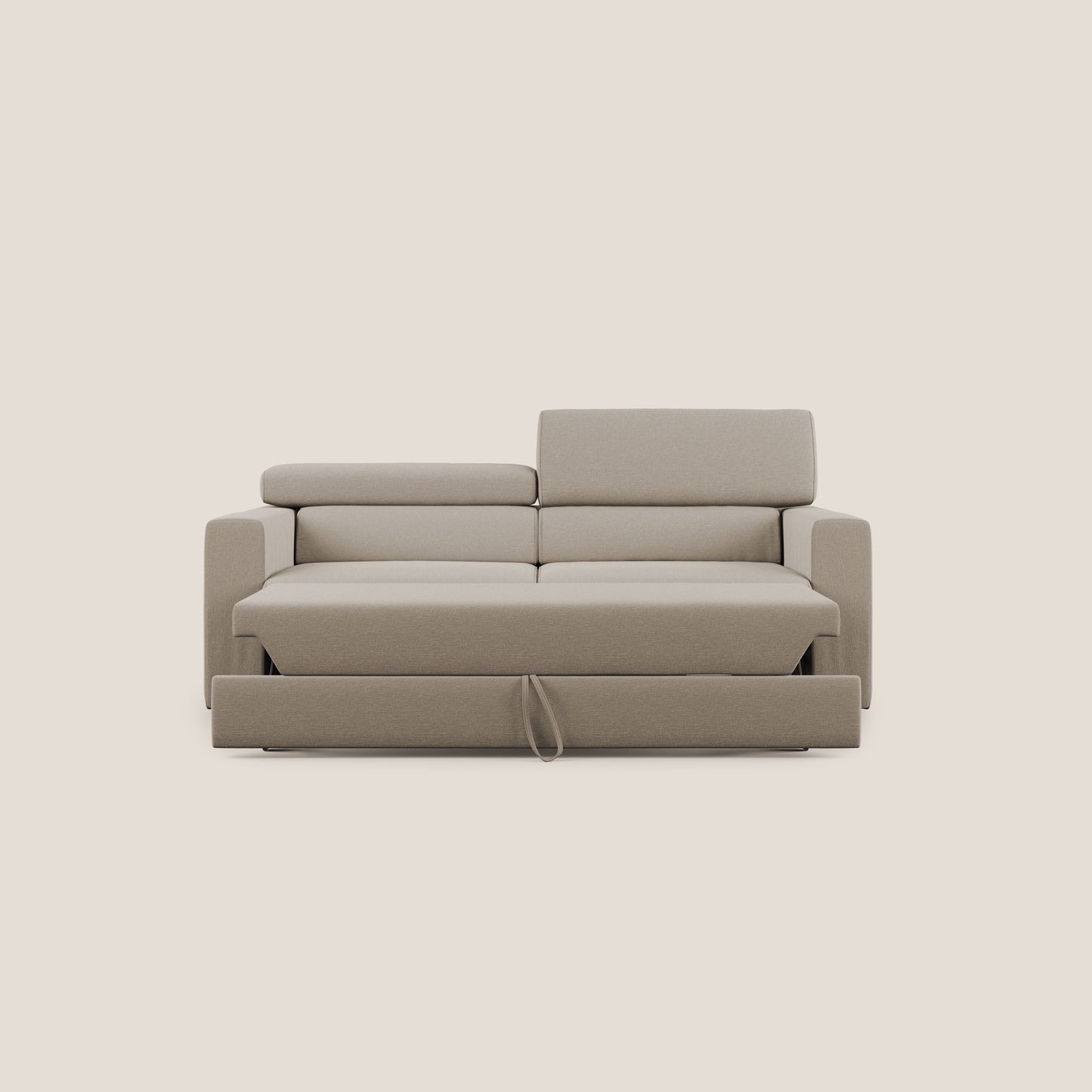 Dylan divano allungabile con pouf estraibile poggiapiedi in tessuto simil cotone impermeabile T13 beige