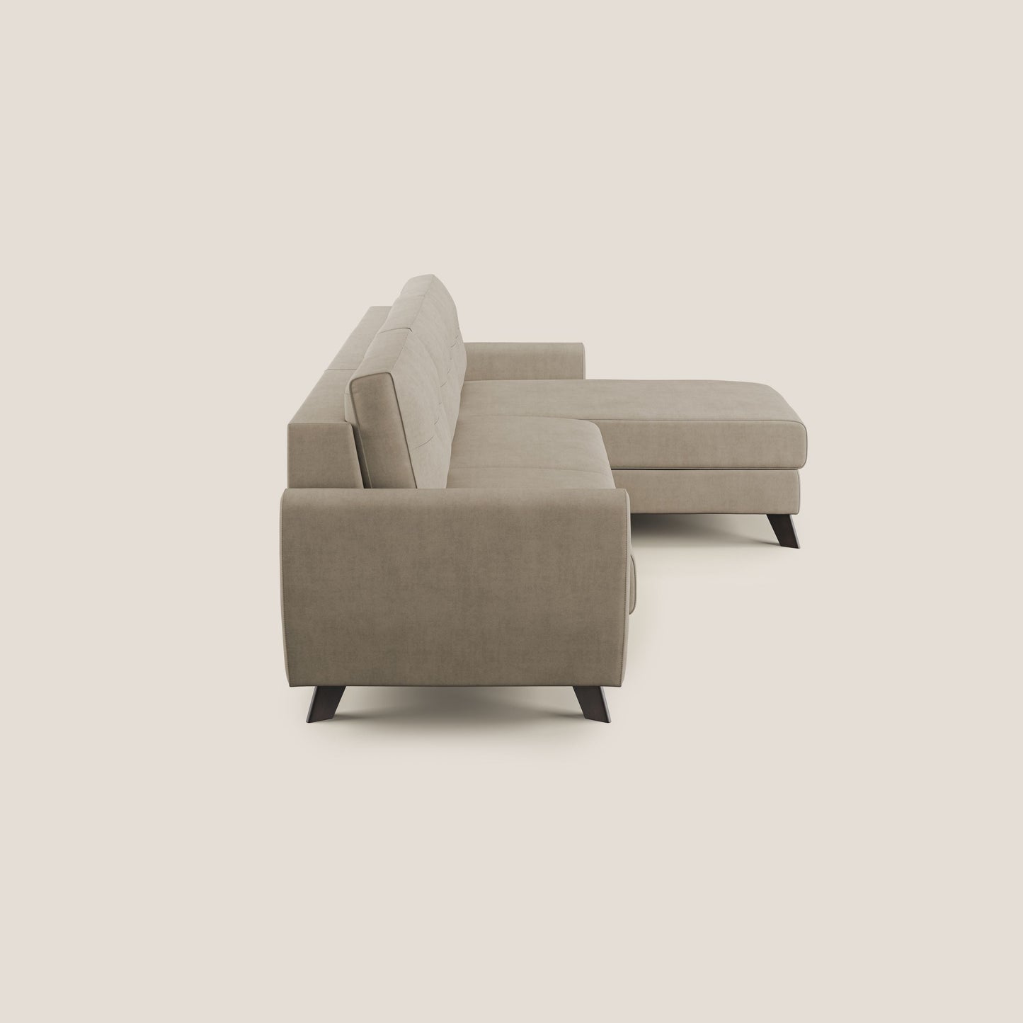 Callisto Divano letto angolare con penisola in tessuto morbido impermeabile T02 beige