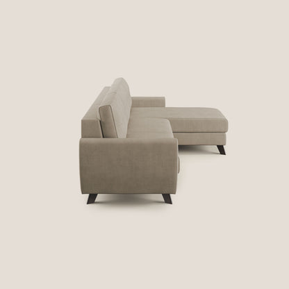 Callisto Divano letto angolare con penisola in tessuto morbido impermeabile T02 beige