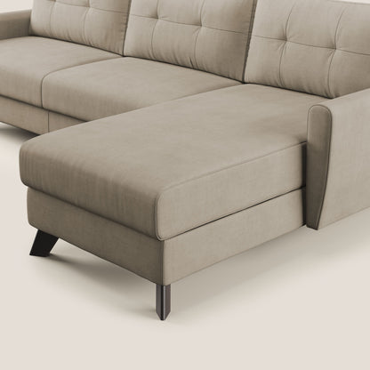 Callisto Divano letto angolare con penisola in tessuto morbido impermeabile T02 beige