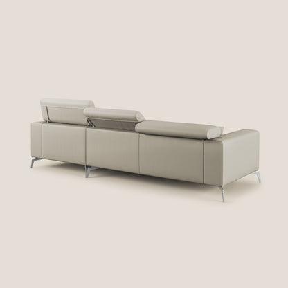 Blade Divano moderno angolare con poggiatesta reclinabili in Ecopelle T04 tortora