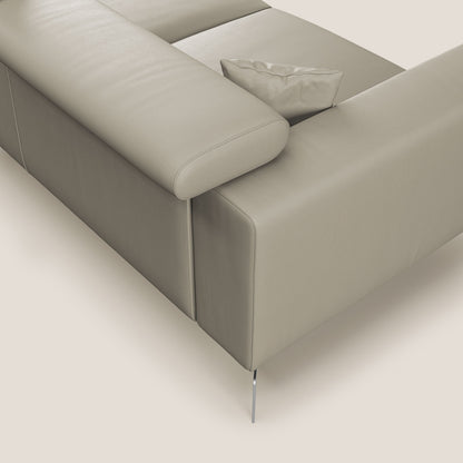 Blade Divano moderno angolare con poggiatesta reclinabili in Ecopelle T04 tortora