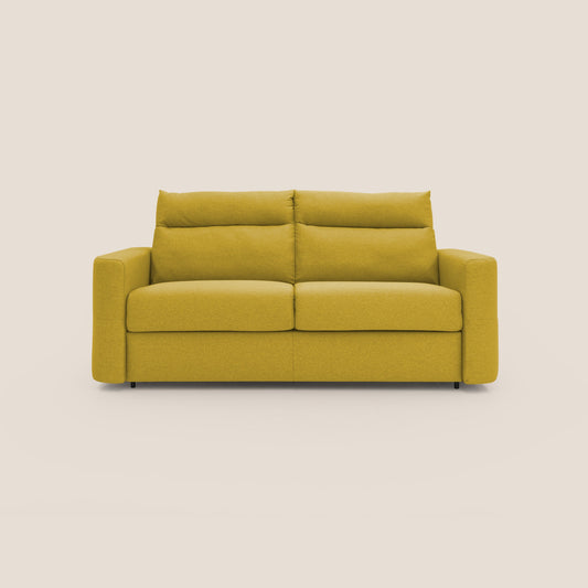 Cupido Divano letto materasso H18 cm e schienale alto in tessuto impermeabile simil cotone T13 giallo